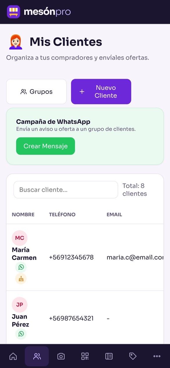 Lista de clientes en el celular